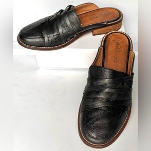 Free People Rio Vista Leather Slide Mules in Black EU Size 40 = US 9.0 - 9.5